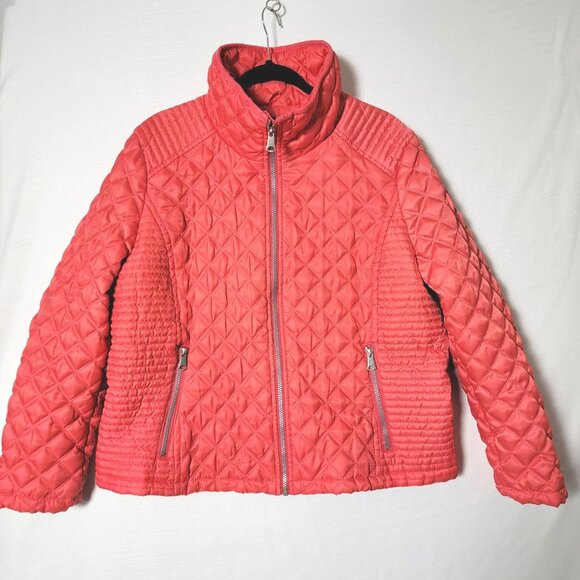 Marc New York Andrew Marc Womens Quilted Puffer Jacket Sz XXL Zip Pockets Coral - Picture 1 of 14